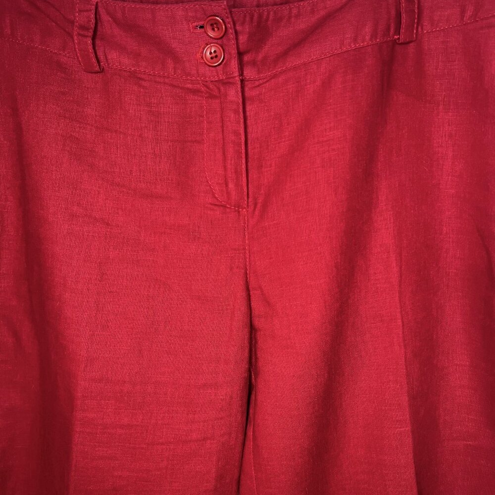 Sasch Women's Cropped Linen Pants Large High Waist Trousers Chino‎ Patriotic - Picture 2 of 9